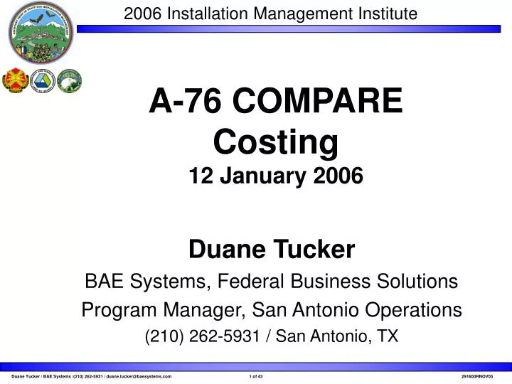 a 76 compare costing 12 january 2006