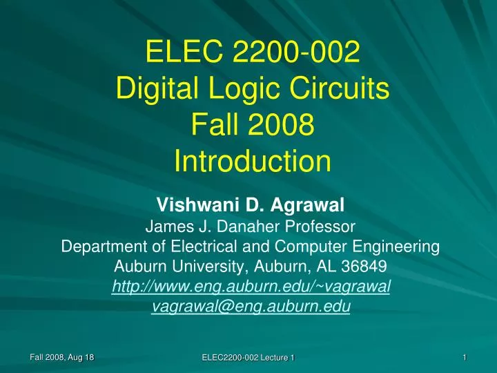elec 2200 002 digital logic circuits fall 2008 introduction