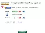 Solving Percent Problems Using Equations - slide 1