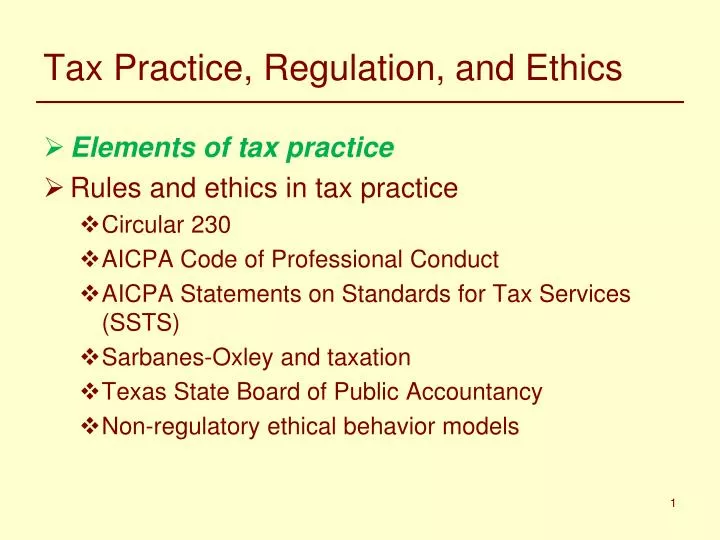 tax practice regulation and ethics