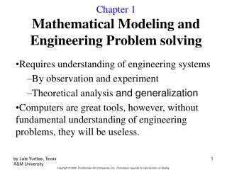 Chapter 1 Mathematical Modeling and Engineering Problem solving