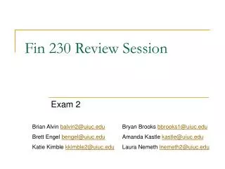 Fin 230 Review Session