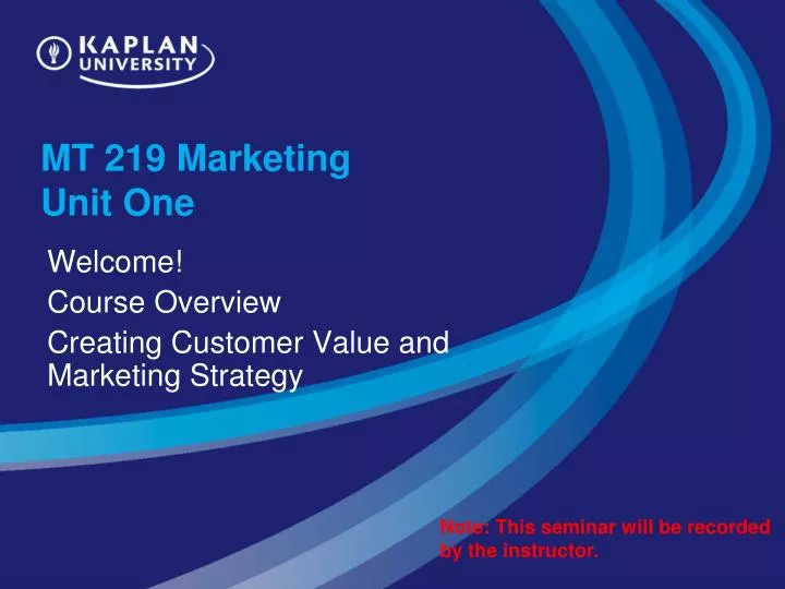 mt 219 marketing unit one