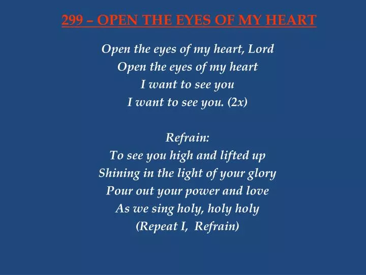 299 open the eyes of my heart