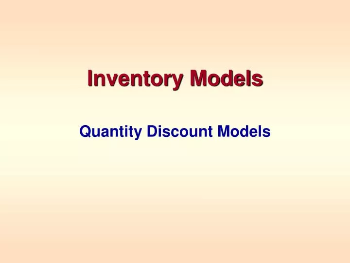 inventory models