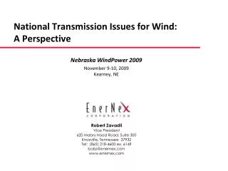 National Transmission Issues for Wind: A Perspective