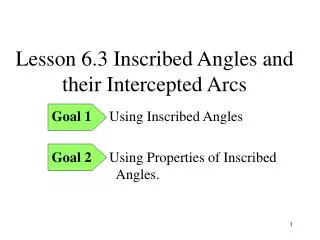 Lesson 6.3 Inscribed Angles and their Intercepted Arcs