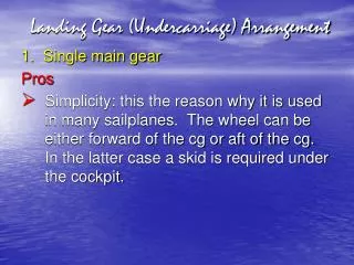Landing Gear (Undercarriage) Arrangement