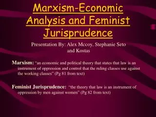 Marxism-Economic Analysis and Feminist Jurisprudence