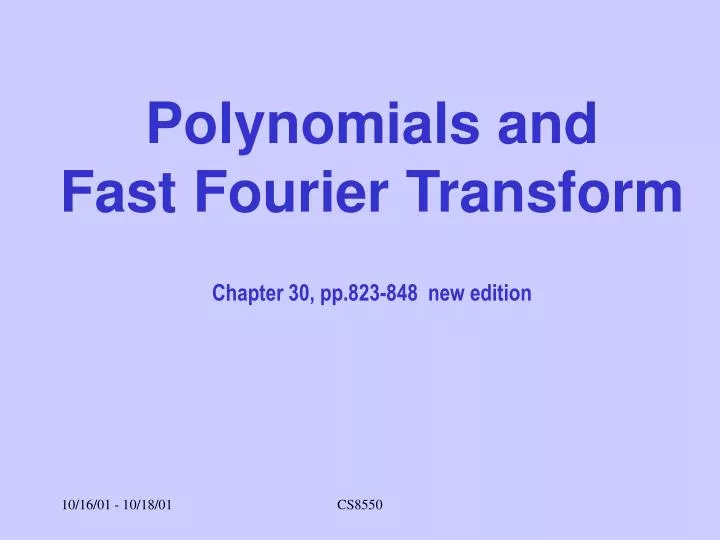 polynomials and fast fourier transform chapter 30 pp 823 848 new edition