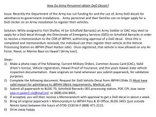 How Do Army Personnel obtain DoD Decals?