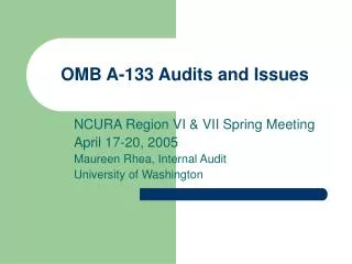 OMB A-133 Audits and Issues