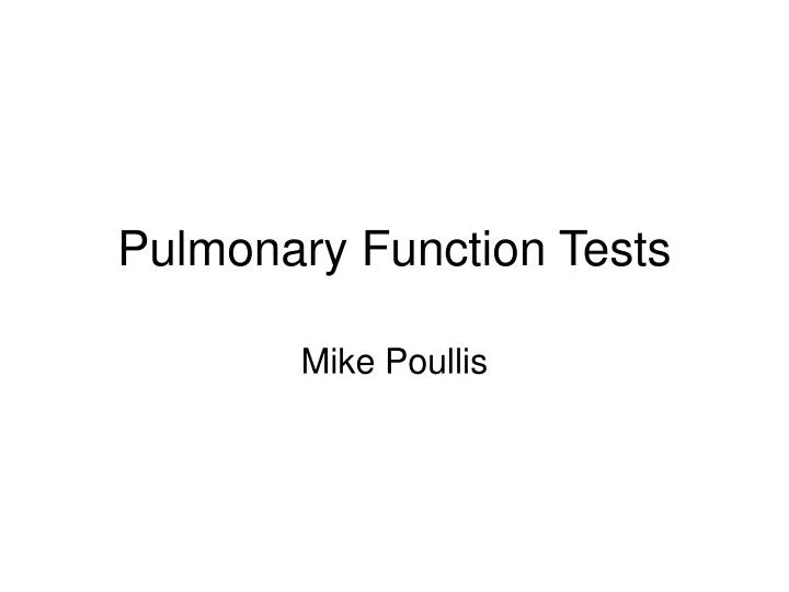 pulmonary function tests