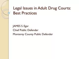 Legal Issues in Adult Drug Courts: Best Practices
