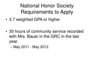 National Honor Society Requirements to Apply