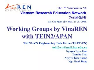 Working Groups by VinaREN with TEIN2/APAN