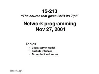 Network programming Nov 27, 2001