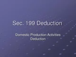 Sec. 199 Deduction