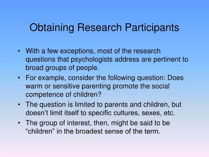 obtaining research participants