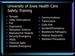 University of Iowa Health Care Safety Training