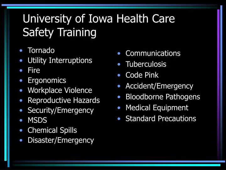university of iowa health care safety training