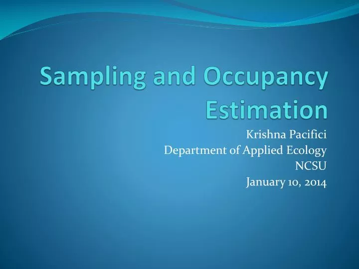 sampling and occupancy estimation