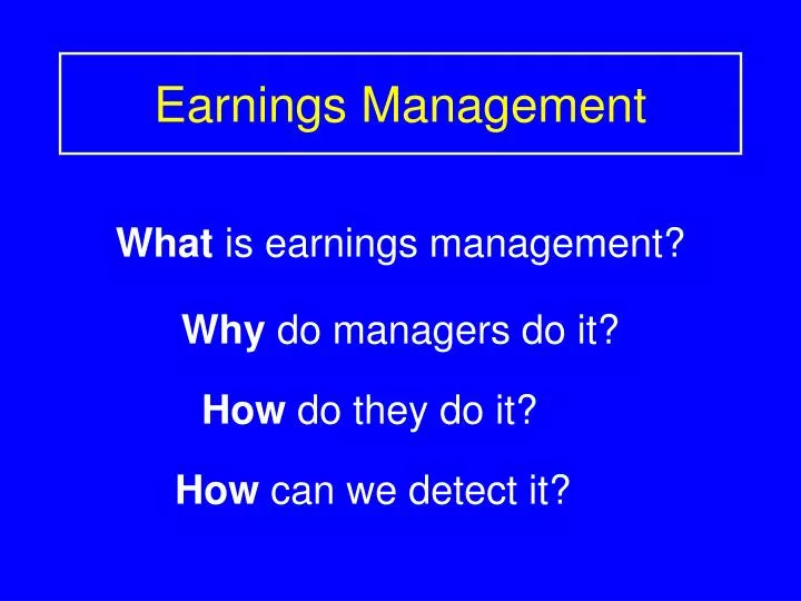 earnings management