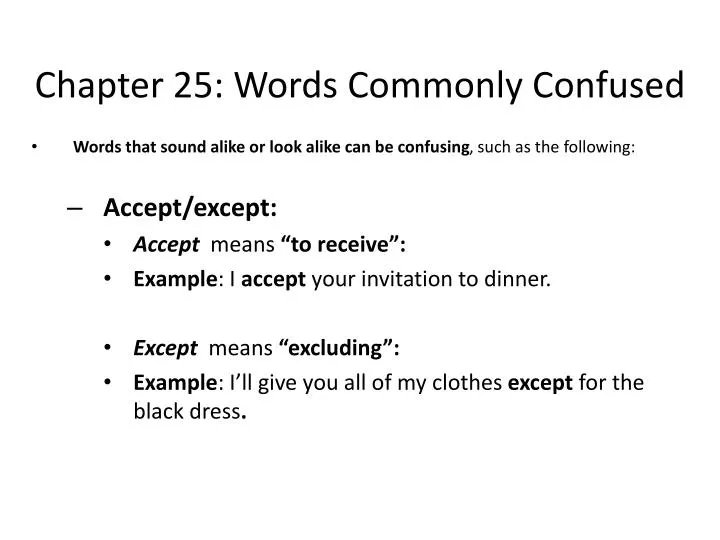 chapter 25 words commonly confused