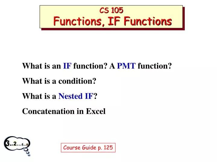 cs 105 functions if functions