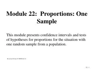 Module 22: Proportions: One Sample