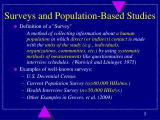 Surveys and Population-Based Studies