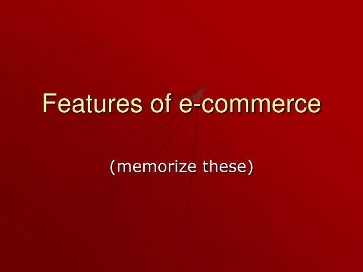 features of e commerce