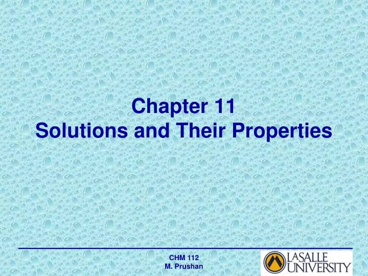 chapter 11 solutions and their properties