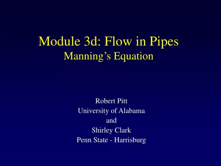 module 3d flow in pipes manning s equation