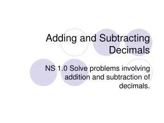 Adding and Subtracting Decimals