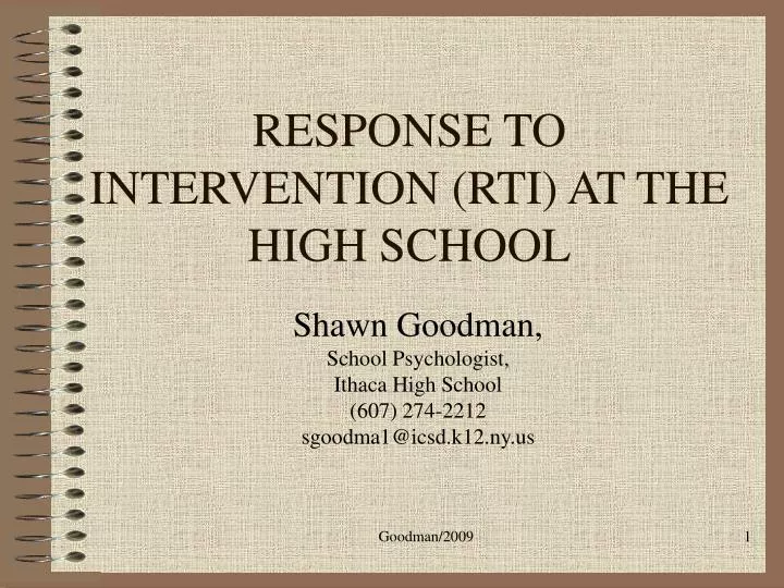 response to intervention rti at the high school