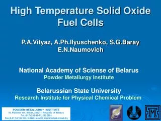 High Temperature Solid Oxide Fuel Cells