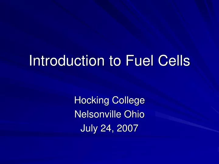 introduction to fuel cells