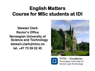 English Matters Course for MSc students at IDI