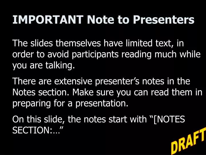 important note to presenters