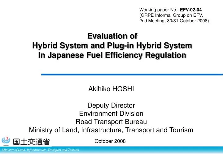 evaluation of hybrid system and plug in hybrid system in japanese fuel efficiency regulation