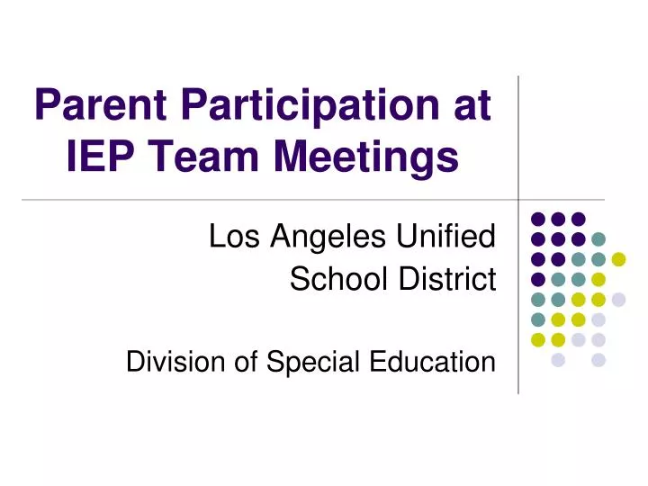 parent participation at iep team meetings