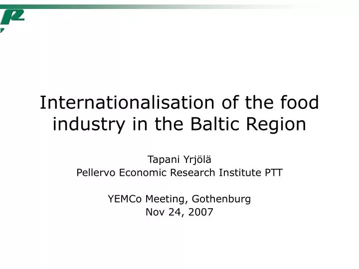 internationalisation of the food industry in the baltic region