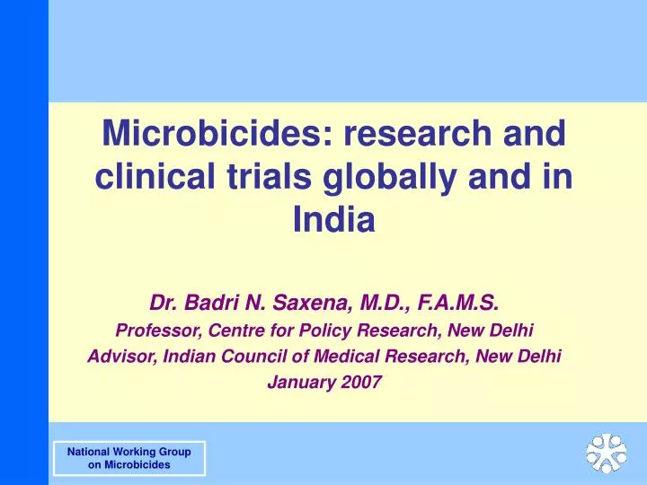 microbicides research and clinical trials globally and in india