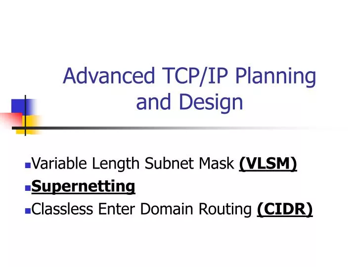 advanced tcp ip planning and design