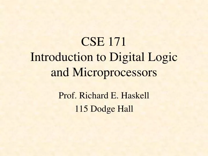 cse 171 introduction to digital logic and microprocessors