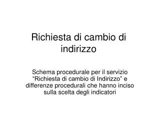richiesta di cambio di indirizzo
