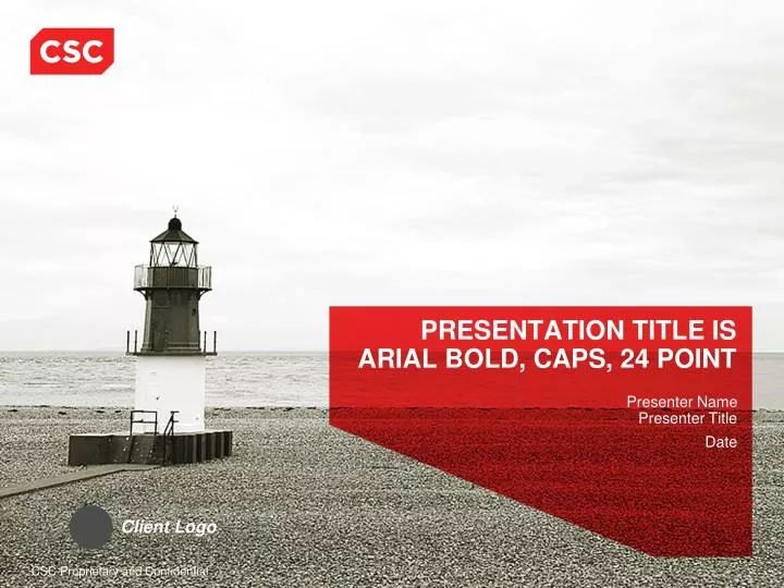 presentation title is arial bold caps 24 point