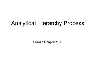 Analytical Hierarchy Process