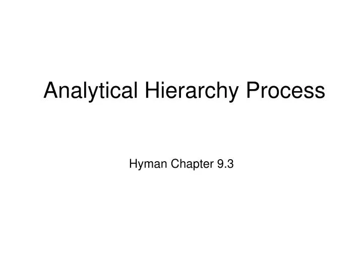 analytical hierarchy process